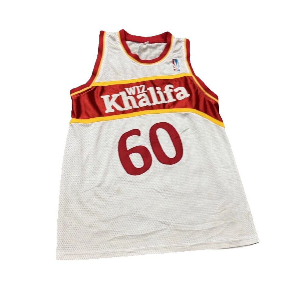 Wiz Khalifa Taylor Gang 60 Mesh Basketball Jersey White Red Size S